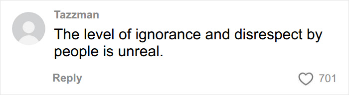 Social media user Tazzman comments on a viral video, highlighting disrespectful tourists.
