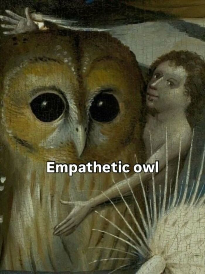 Famous paintings turned into hilarious memes depicting a Boschian creature in a frame