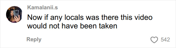 A comment by Kamaland.s about locals and a viral video of tourists ignoring beach warnings.