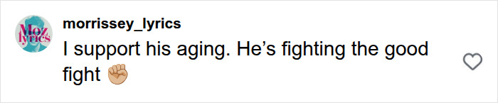 A social media comment defending Henry Cavill's aging process as part of his Five-Year Transformation.