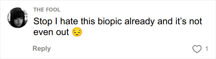 A screenshot of a online comment expressing backlash over Barry Keoghan upcoming biopic role.