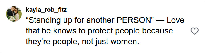 Online comment about standing up for people, linked to how boys are raised.