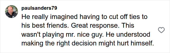Comment praising a young boy's maturity during a conversation on how boys are raised.