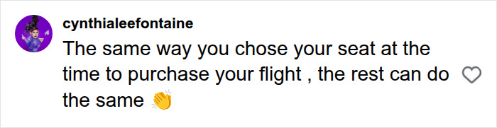 User notes passengers choose their seats when purchasing flights
