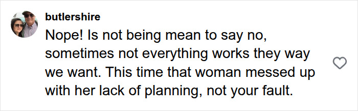 User says refusal to switch seats is not being mean and blames lack of planning