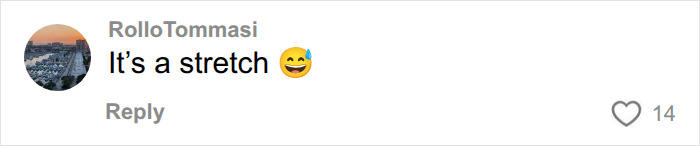 Online comment about Barbie packaging controversy reading It is a stretch with a sweating smile emoji.