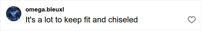 Instagram comment about staying fit related to Henry Cavill's five-year transformation.