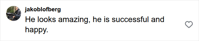 An online comment supporting Henry Cavill and his five-year transformation, stating he looks amazing and happy.