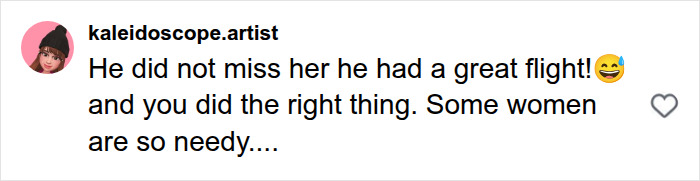 Comment about great flight and needy women in plane seating