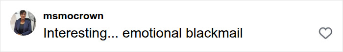 Social media comment calling emotional blackmail regarding plane seat switch