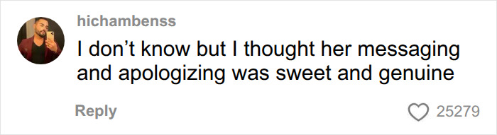 An Instagram comment praising Nikki Glaser for her sweet and genuine apology to the trans influencer. An Instagram comment praising Nikki Glaser for her sweet and genuine apology to the trans influencer.