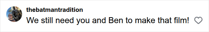 A comment referring to Joe Manganiello and his past projects during his health struggle journey.