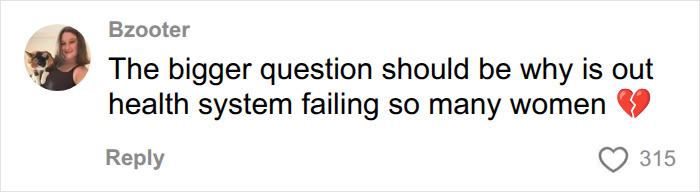 Comment asking why the health system is failing, in a discussion about young women using mobility aids.