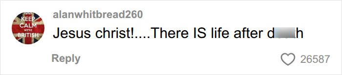 An online comment by alanwhitbread260 about life after d***h, referencing the Dell CEO wife appearance