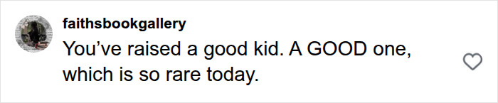 Social media comment complimenting a parent on how boys are raised as good kids.