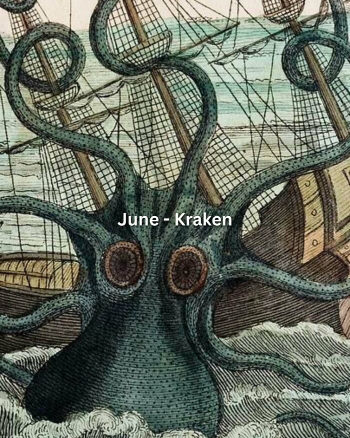 A medieval art meme showing a woman stretching her back with a birth month caption