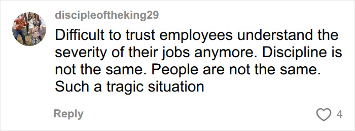 Comment on social media expressing concern over amusement park employee discipline and safety. Comment on social media expressing concern over amusement park employee discipline and safety.