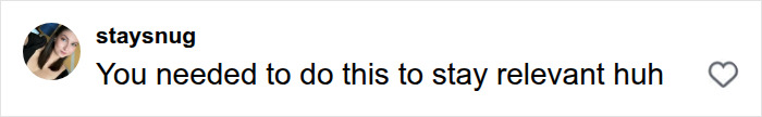 A user comment criticizing the influencer Erika Kirk parody costume choice.