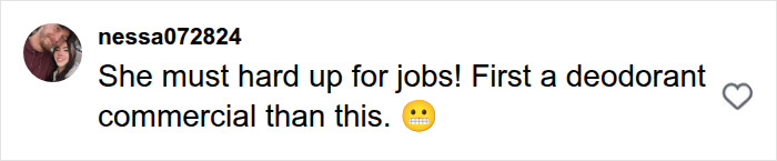 User comment criticizing Megan Fox over her career choices and new commercial. User comment criticizing Megan Fox over her career choices and new commercial.