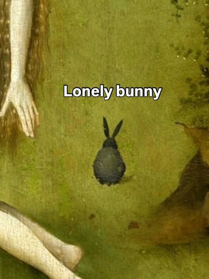 Famous paintings turned into hilarious memes depicting a Boschian creature in a frame
