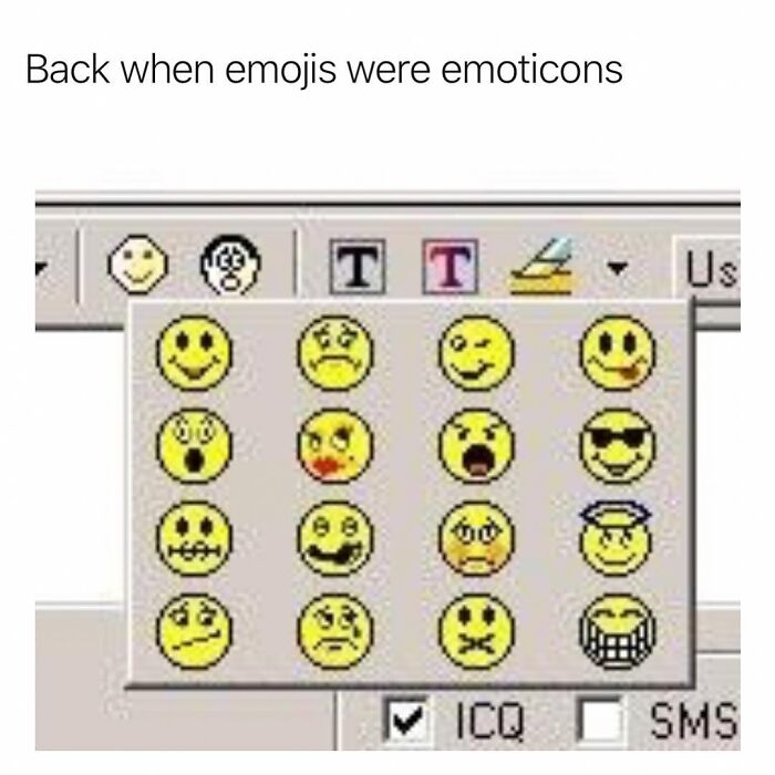 Screenshot of vintage emoticons before emojis era