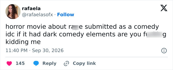 A social media post criticizing the submission of a horror hit as a comedy, sparking backlash.