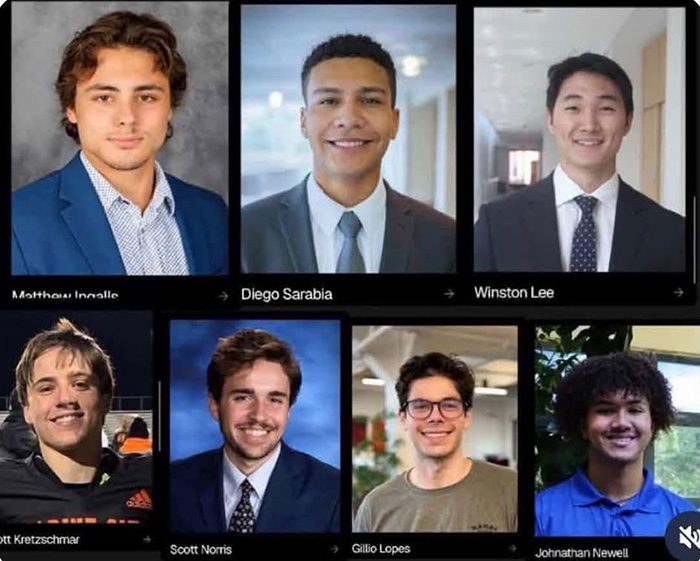 Portraits of the young men involved in the Cornell 7 case