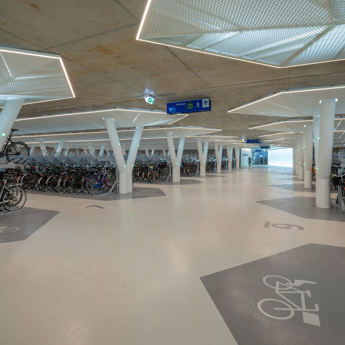 Modern indoor bicycle parking garage, an ingenious thing in various parts of the world.