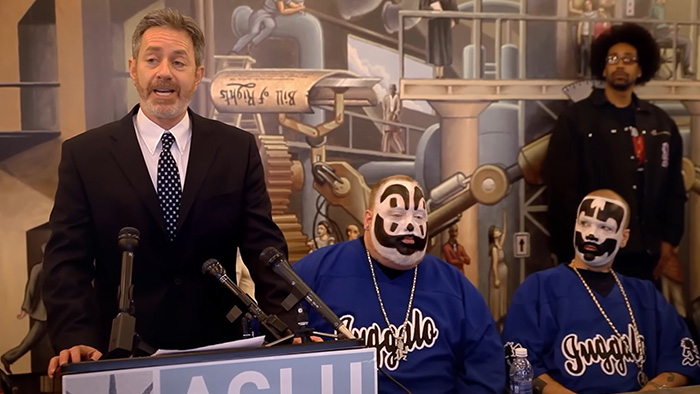 A press conference with legal representatives and members of the Gathering Of The Juggalos.