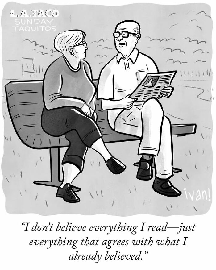 Cartoon on selective belief in information by Ivan Ehlers