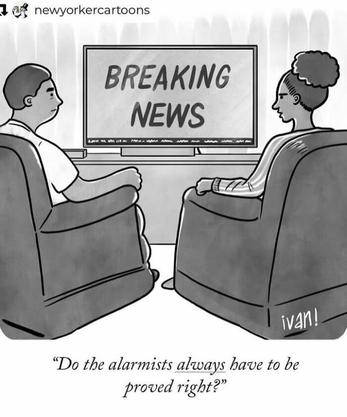 Political cartoon by Ivan Ehlers with two people watching breaking news on TV