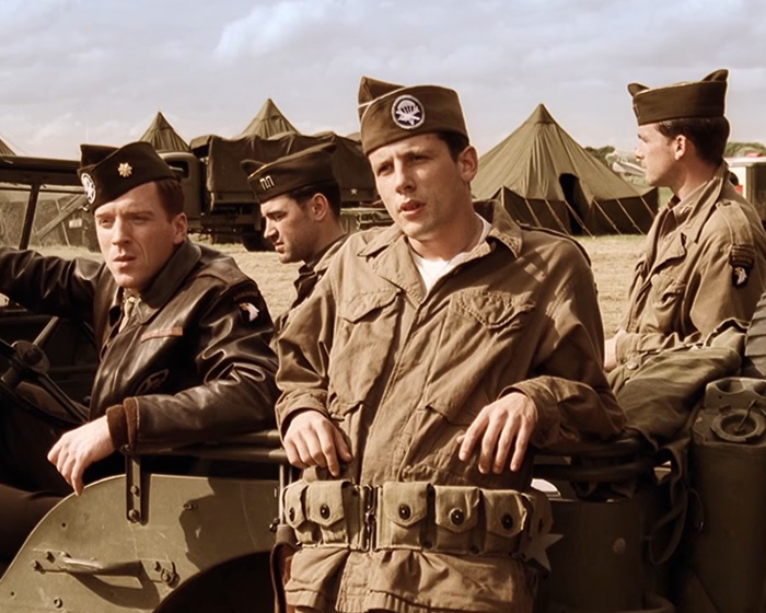 Group of soldiers including James McAvoy in a World War II setting Group of soldiers including James McAvoy in a World War II setting