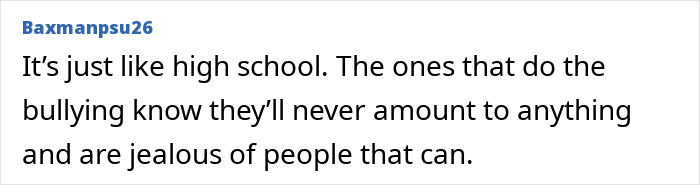 Comment on bullying reflecting on jealousy and high school dynamics Comment on bullying reflecting on jealousy and high school dynamics