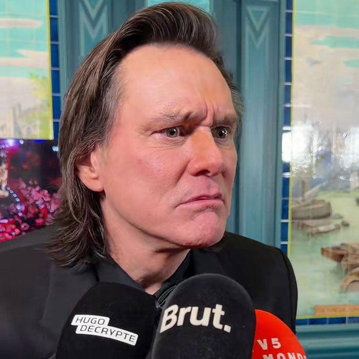Actor Jim Carrey appearing in an interview, fueling rumors of a clone Actor Jim Carrey appearing in an interview, fueling rumors of a clone