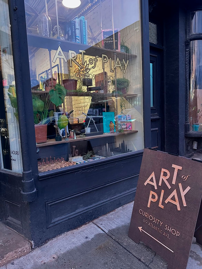 Exterior view of the Brooklyn store Art of Play storefront mentioned by Kelly Clarkson