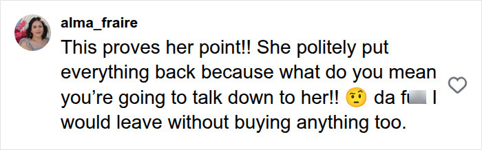 Comment supporting Kelly Clarkson's point in store dispute with polite actions