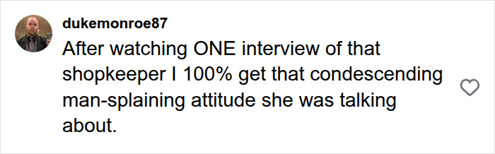 Comment discusses shopkeeper's condescending attitude in Kelly Clarkson store feud