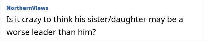 Comment by NorthernViews discussing whether Kim Jong Un sister or daughter could be a worse leader Comment by NorthernViews discussing whether Kim Jong Un sister or daughter could be a worse leader