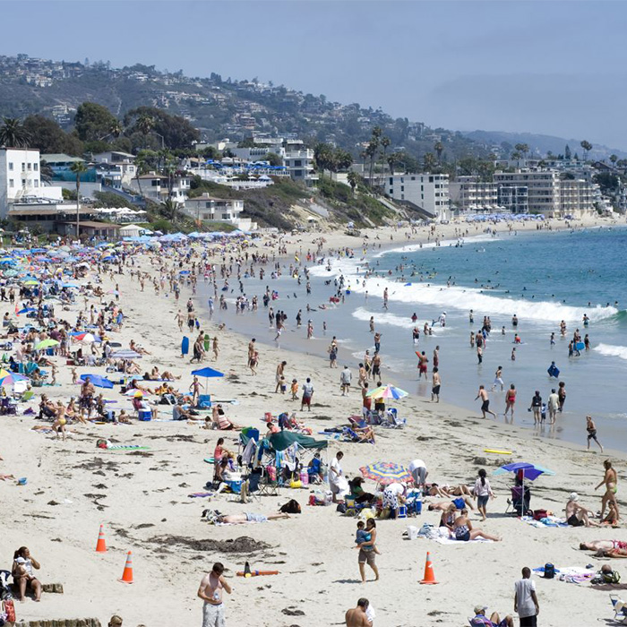 Crowded shoreline at Laguna Beach where the confrontation occurred Crowded shoreline at Laguna Beach where the confrontation occurred