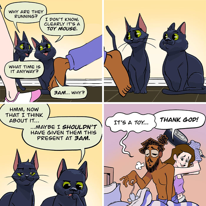Akeem S. Roberts Created 22 Comics About The Mischief His Two Black Cats Get Up To