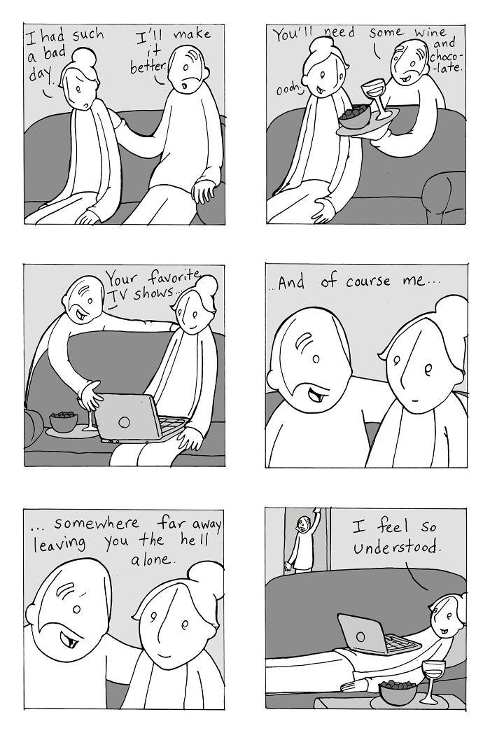 Comic about comforting a loved one with kindness and understanding