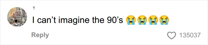 Social media comment recalling bad hygiene in 90s fashion modeling