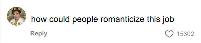 User comment asking how people romanticize the fashion model profession