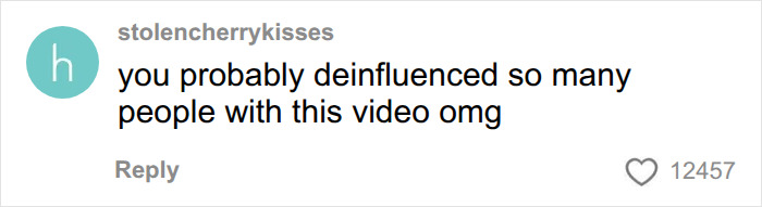 A user comment reacting to a video detailing hygiene breaches in fashion and how it deinfluenced people