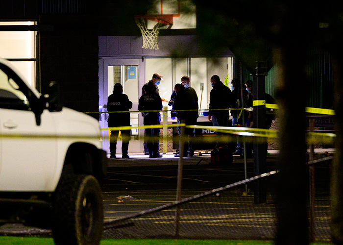 Officials investigate outside Oregon elementary school at night after tragedy