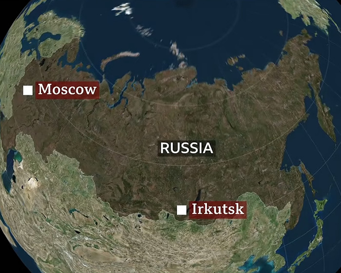 A map of Russia showing Moscow and Irkutsk, where a suspected plague lab leak occurred A map of Russia showing Moscow and Irkutsk, where a suspected plague lab leak occurred