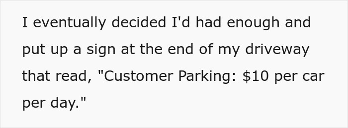 Text describing the decision to put up a 10 dollar parking price tag sign. Text describing the decision to put up a 10 dollar parking price tag sign.