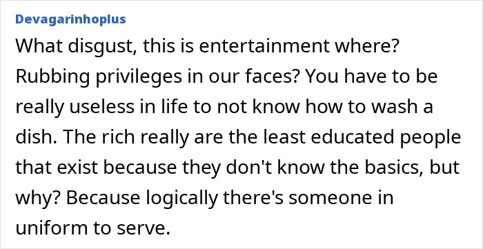 Viewer comment criticizing the new reality show for nepo babies and its privileged challenges Viewer comment criticizing the new reality show for nepo babies and its privileged challenges