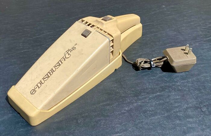 A classic vintage Black and Decker Dustbuster handheld vacuum reminding 80s kids of childhood homes.