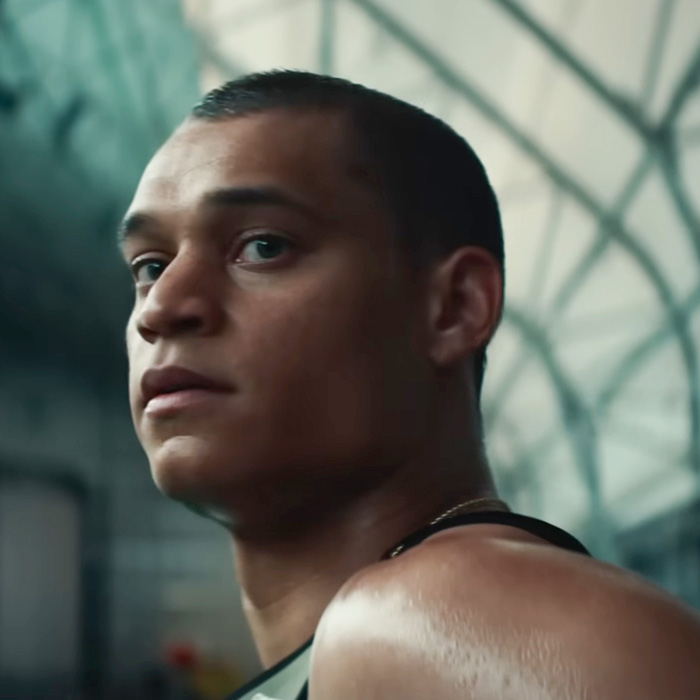 Close up of actor starring in Sexiest Man Alive photoshoot looking over his shoulder